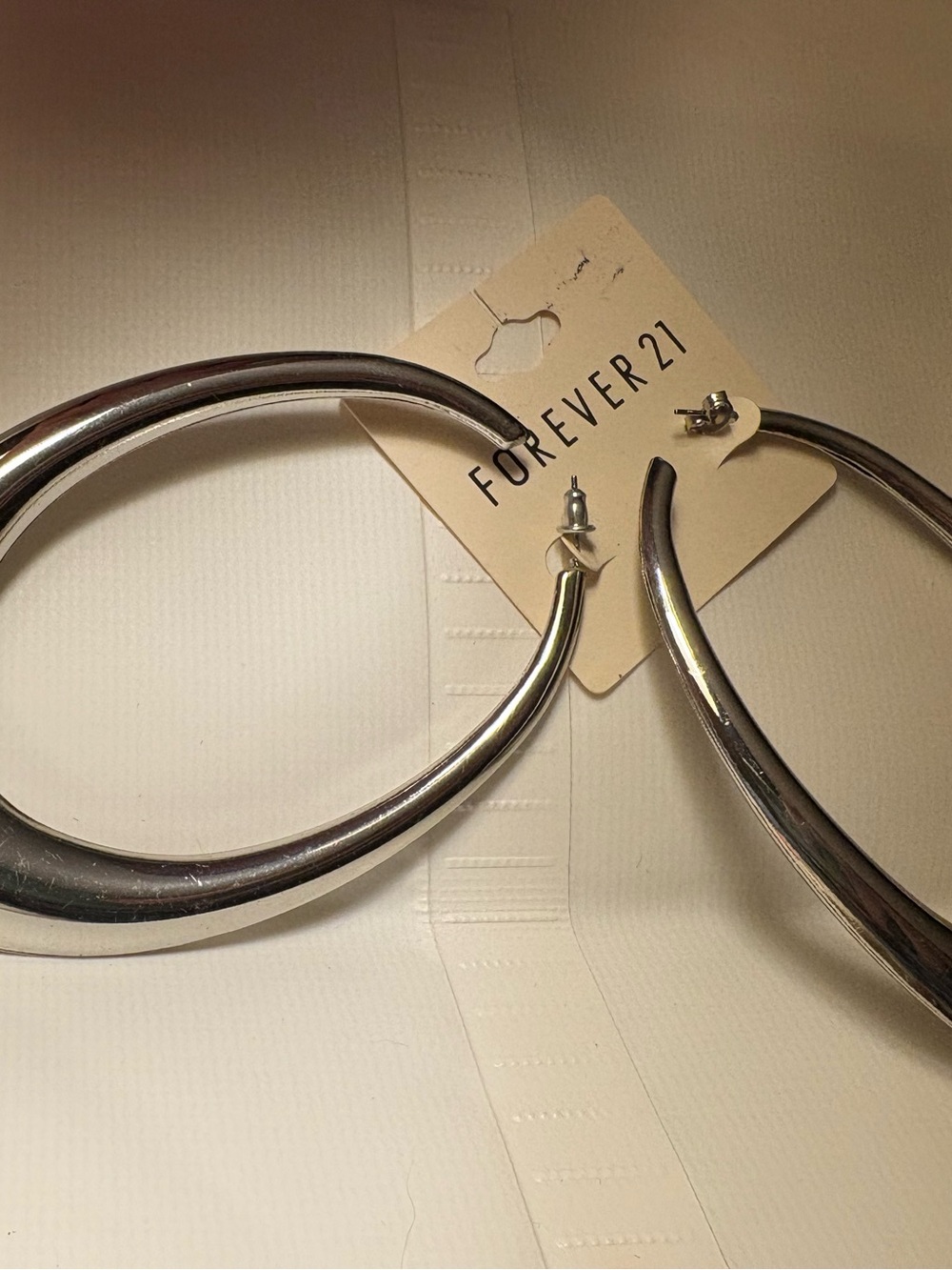 Forever 21 Ladies Silver Hoop Earrings - Polished Metal